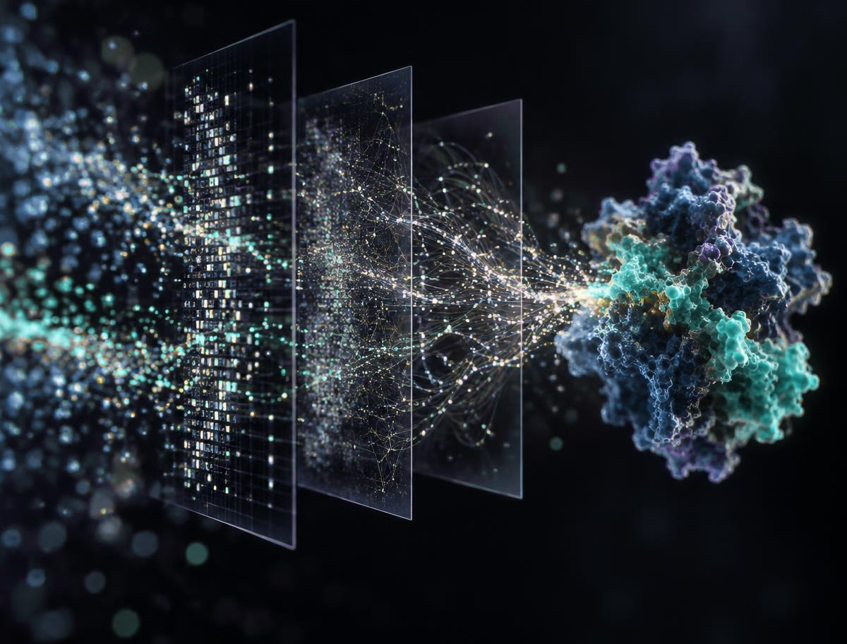Experimental data passing through computational model layers